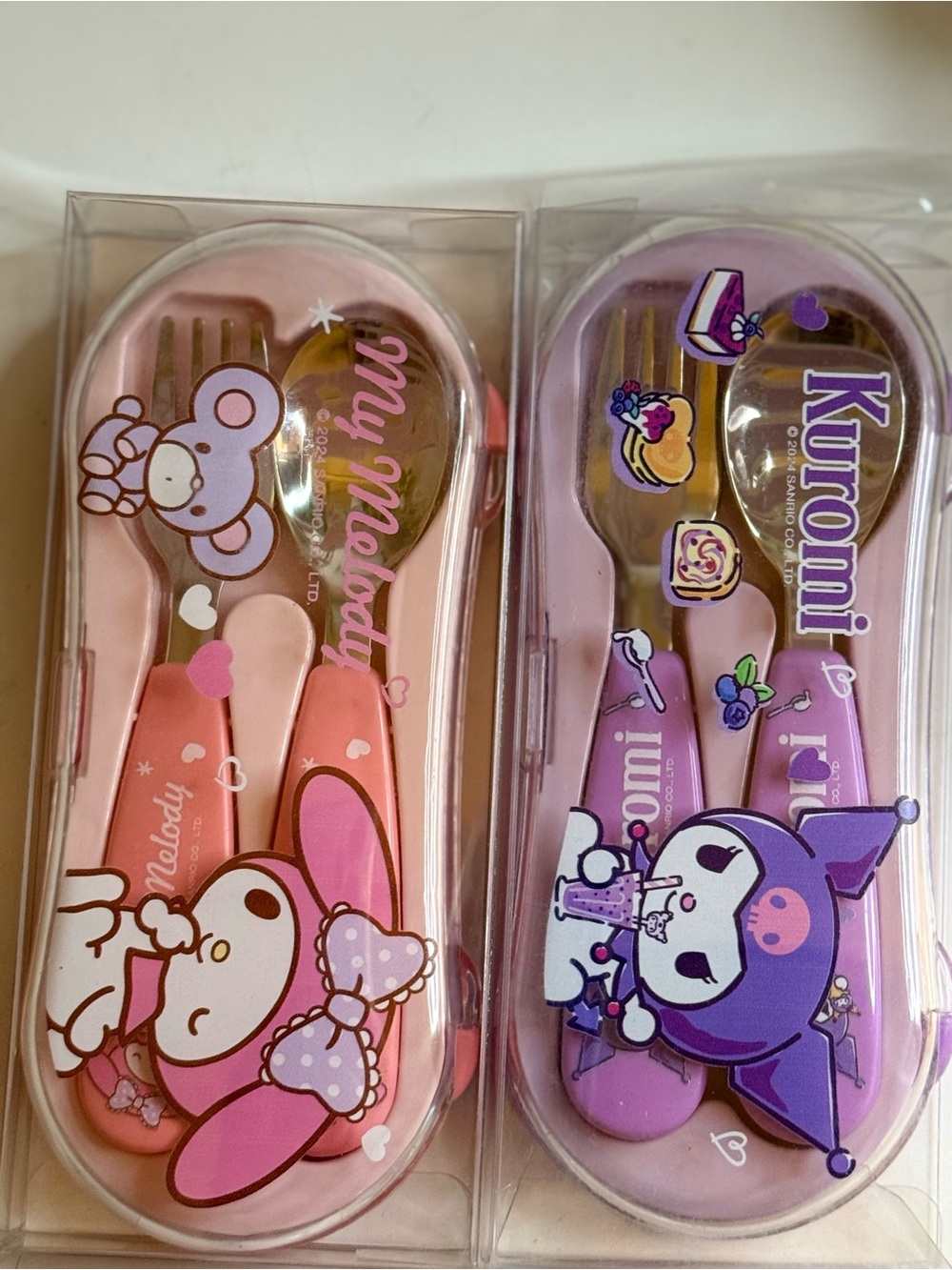 My Melody and Kuromi Kids Cutlery Sets - Pink & Purple. New!